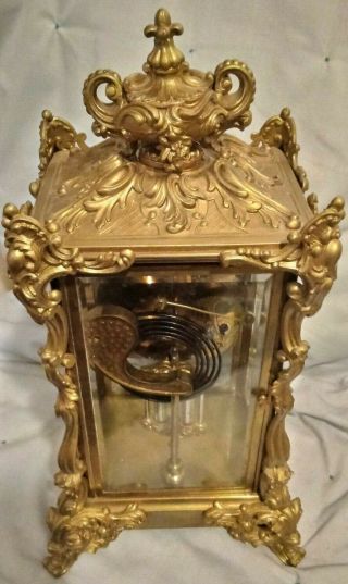 Antique Ansonia Ornate Gilded Bronzed Crystal Regulator Clock 5