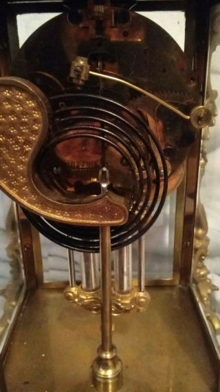 Antique Ansonia Ornate Gilded Bronzed Crystal Regulator Clock 6