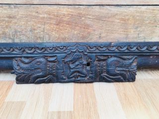 Ancient Rare Wood Fine Hand Carved Hindu Lord Ganesha Elephant Door Panel 4