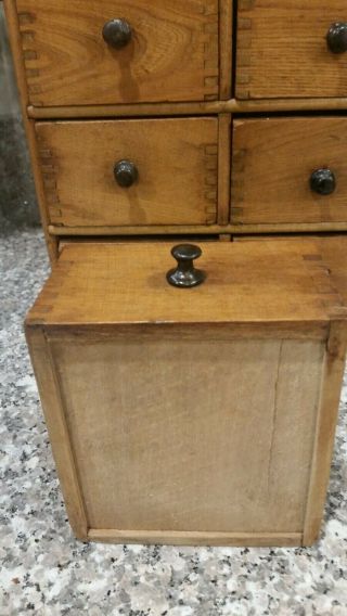 EARLY DOVETAILED ANTIQUE EIGHT DRAWER WOODEN SPICE APOTHECARY CABINET.  AAFA 7