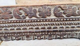 Ancient Rare Wood Fine Hand Carved Hindu Lords Ganesha Floral Figure Door Panel 9