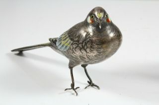 Signed Japanese Meiji Period Solid Silver & Enamel Birds c.  1880 2