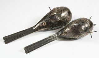 Signed Japanese Meiji Period Solid Silver & Enamel Birds c.  1880 7