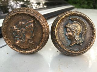 Antique Door Knob With Roman And Lady With Bonnet