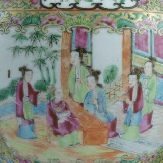 PAIR ANTIQUE LARGE CHINESE CANTON FAMILLE ROSE MANDARIN PORCELAIN BALUSTER VASES 2