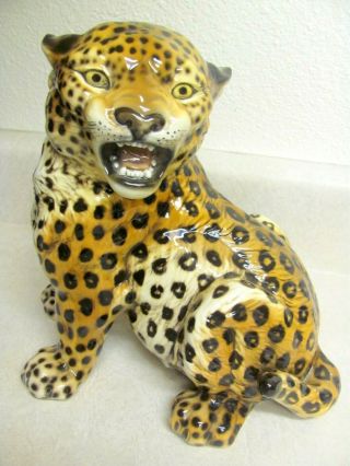 Ronzan Italy Ceramic Figurine Of Leopard Jaguar Cheetah Hand Painted