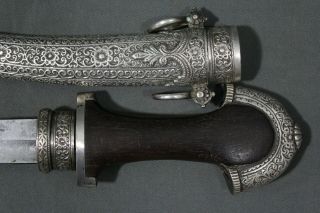 Exceptional Moroccan koumya (jambiya) dagger with silver scabbard and ornaments 7