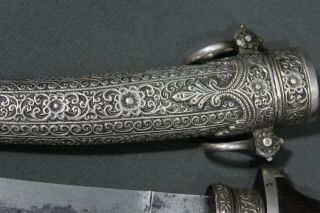 Exceptional Moroccan koumya (jambiya) dagger with silver scabbard and ornaments 9