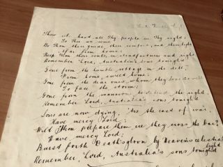 Rare Australian World War 1 Music,  Handwritten By Dr.  J.  Laurence Rentoul,