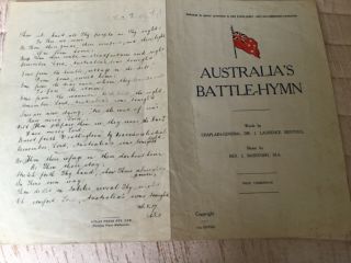 Rare Australian World War 1 music,  handwritten by Dr.  J.  Laurence Rentoul, 6