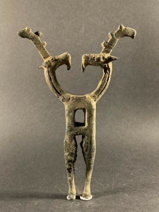 Stunning Large Ancient Luristan Bronze Ibex Standard Finial Circa 800 - 700bc