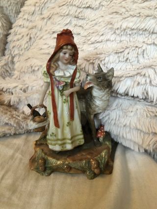 Very Rare Exquisite Little Red Riding Hood Bisque Porcelain Figurine Dresden?