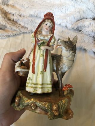 Very Rare Exquisite Little Red Riding Hood Bisque Porcelain Figurine Dresden? 2