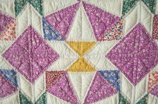 Vintage 30 ' s Maltese Cross Star Kaleidoscope Antique Quilt BORDER 5