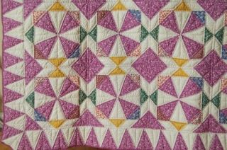 Vintage 30 ' s Maltese Cross Star Kaleidoscope Antique Quilt BORDER 8