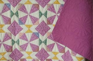 Vintage 30 ' s Maltese Cross Star Kaleidoscope Antique Quilt BORDER 9