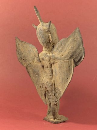 ANCIENT LURISTAN BRONZE WINGED CROWNED ANTHROMORPHIC STATUETTE CIRCA 1000 - 800BCE 4