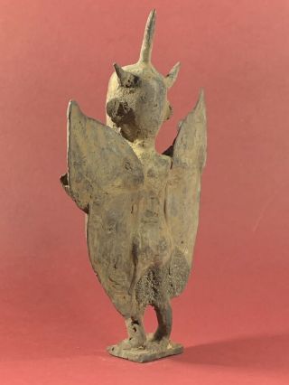 ANCIENT LURISTAN BRONZE WINGED CROWNED ANTHROMORPHIC STATUETTE CIRCA 1000 - 800BCE 5