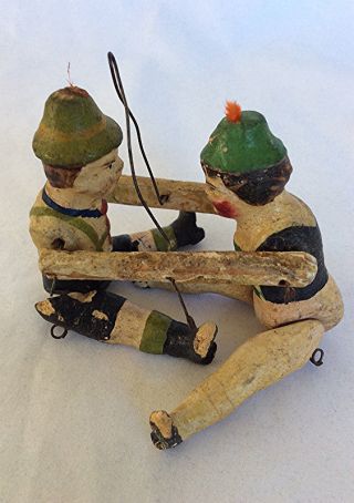 Antique figural carved wood whirligig balance toy ornament folk art DOLL AAFA 3