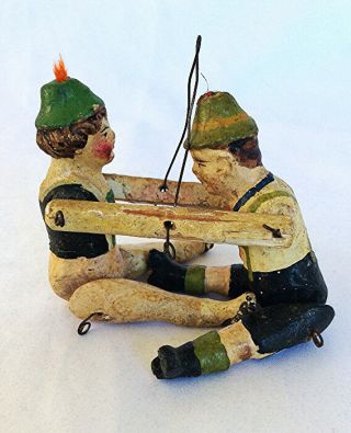 Antique figural carved wood whirligig balance toy ornament folk art DOLL AAFA 4