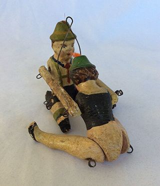 Antique figural carved wood whirligig balance toy ornament folk art DOLL AAFA 9