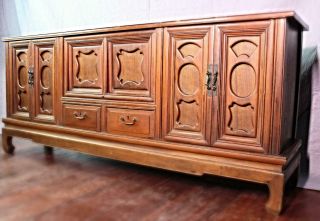 Early Antique Asian Cedar Cabinet Sideboard Buffet Chest Server Trunk Chinese 11