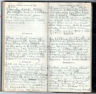 1869 & 74 Handwritten Diaries Sandwich ILL Fremont IA China ME Taunton MA Cook 6