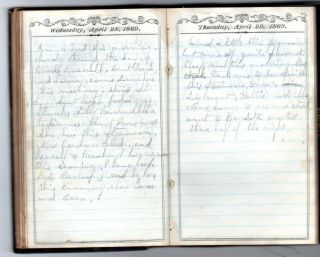 1869 & 74 Handwritten Diaries Sandwich ILL Fremont IA China ME Taunton MA Cook 9