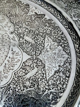 VERY FINE Antique Middle Eastern Islamic Persian Style Solid Silver Tray 933g 8
