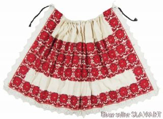 Antique Croatian Folk Costume Apron Embroidered Linen Peasant Dress Ethnic Old