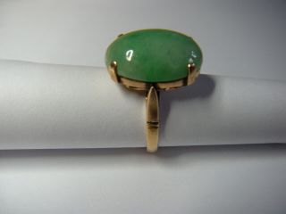 Vintage Chinese Jadeite Ring 14K Medium Apple Green 18 X 13 Type A Circa 1930 ' s 11