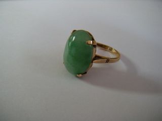 Vintage Chinese Jadeite Ring 14K Medium Apple Green 18 X 13 Type A Circa 1930 ' s 2