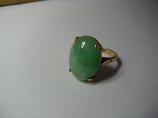 Vintage Chinese Jadeite Ring 14K Medium Apple Green 18 X 13 Type A Circa 1930 ' s 3