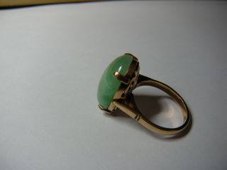 Vintage Chinese Jadeite Ring 14K Medium Apple Green 18 X 13 Type A Circa 1930 ' s 4