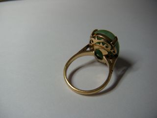 Vintage Chinese Jadeite Ring 14K Medium Apple Green 18 X 13 Type A Circa 1930 ' s 5