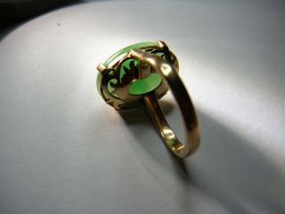 Vintage Chinese Jadeite Ring 14K Medium Apple Green 18 X 13 Type A Circa 1930 ' s 6