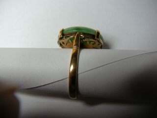 Vintage Chinese Jadeite Ring 14K Medium Apple Green 18 X 13 Type A Circa 1930 ' s 7