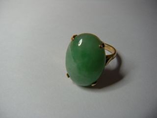 Vintage Chinese Jadeite Ring 14K Medium Apple Green 18 X 13 Type A Circa 1930 ' s 8