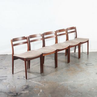 Mid Century Danish Modern Dining Chairs Rosewood Grey Tarm Stole Borge Mogensen
