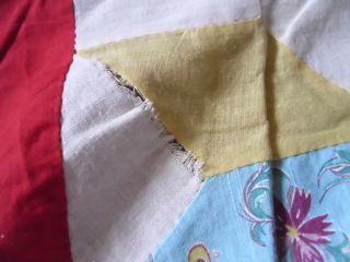 1930s Hand Stitched Feedsack Quilt Top Only Crown & Star 80 