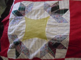 1930s Hand Stitched Feedsack Quilt Top Only Crown & Star 80 