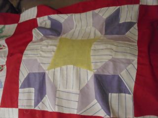 1930s Hand Stitched Feedsack Quilt Top Only Crown & Star 80 