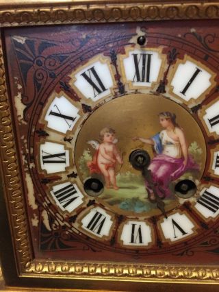 A stunning Egyptian Revival French dore bronze & enamel clock 11