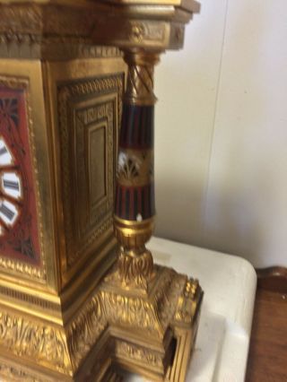 A stunning Egyptian Revival French dore bronze & enamel clock 3