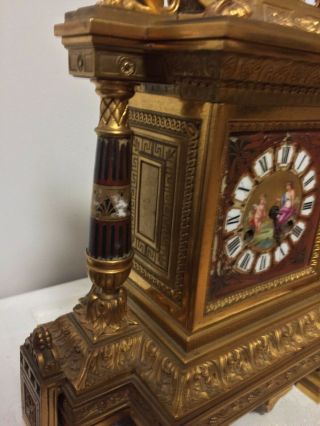 A stunning Egyptian Revival French dore bronze & enamel clock 4