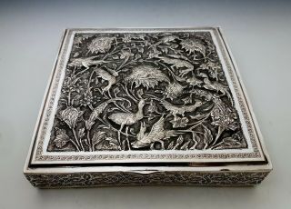 Large Antique Middle Eastern Islamic Persian Style Low Grade Silver Box 713g