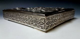 Large Antique Middle Eastern Islamic Persian Style Low Grade Silver Box 713g 5