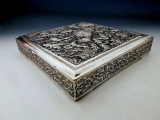 Large Antique Middle Eastern Islamic Persian Style Low Grade Silver Box 713g 6