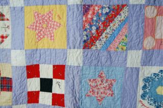 CHEERY Signed Vintage 40 ' s Sampler Friendship Antique Quilt BIRTHDAY CAKE 9