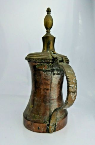 A Fine Antique Dallah Coffee Pot Copper Engraved Oman Nizwa Islamic Bedouin RARE 10
